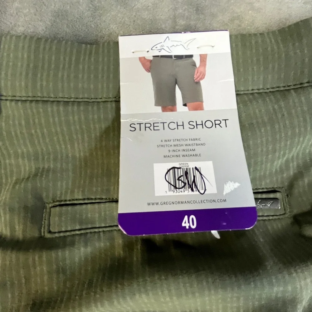 Greg Norman Stretch Short Mens 40 Green 9 Inch Inseam 4-Way‎ Stretch Golf